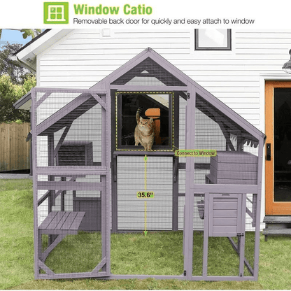 Catitude Large Outdoor Cat Enclosure with Bridges, Walks, Small Houses, and Waterproof Roof Cover