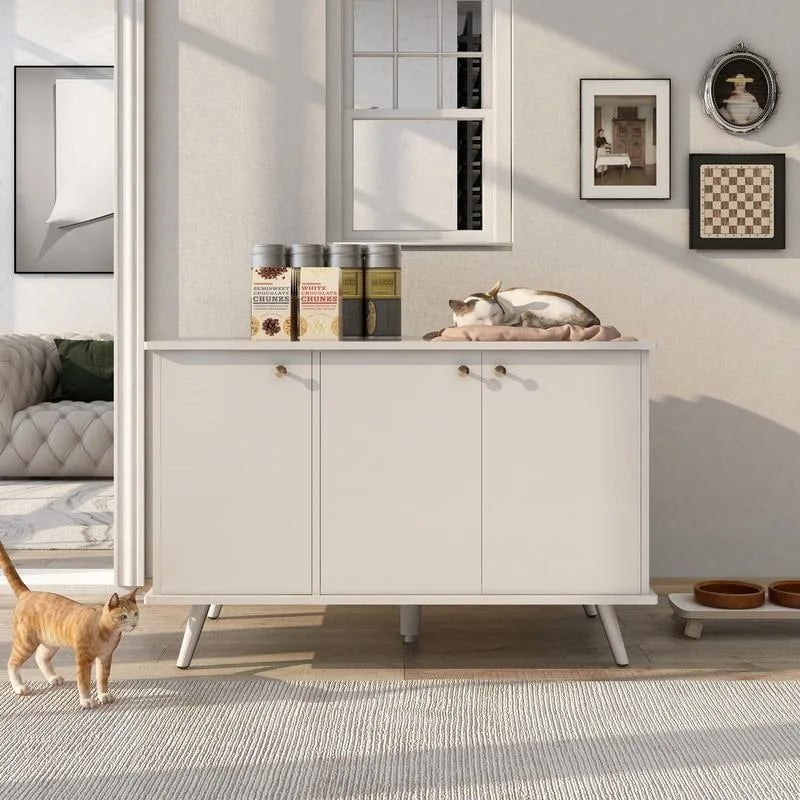 Catitude Litter Box Enclosure with Hidden Plug, Storage Bench, and Ample Storage Space for Cat Essentials