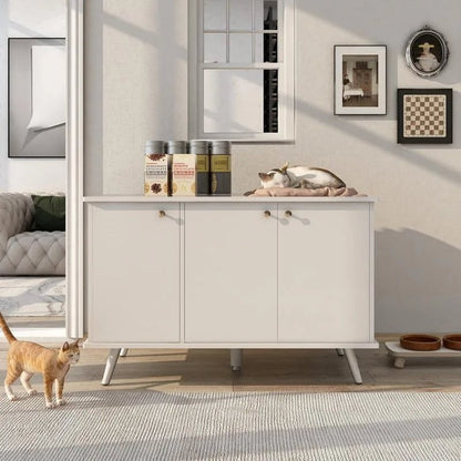 Catitude Litter Box Enclosure with Hidden Plug, Storage Bench, and Ample Storage Space for Cat Essentials